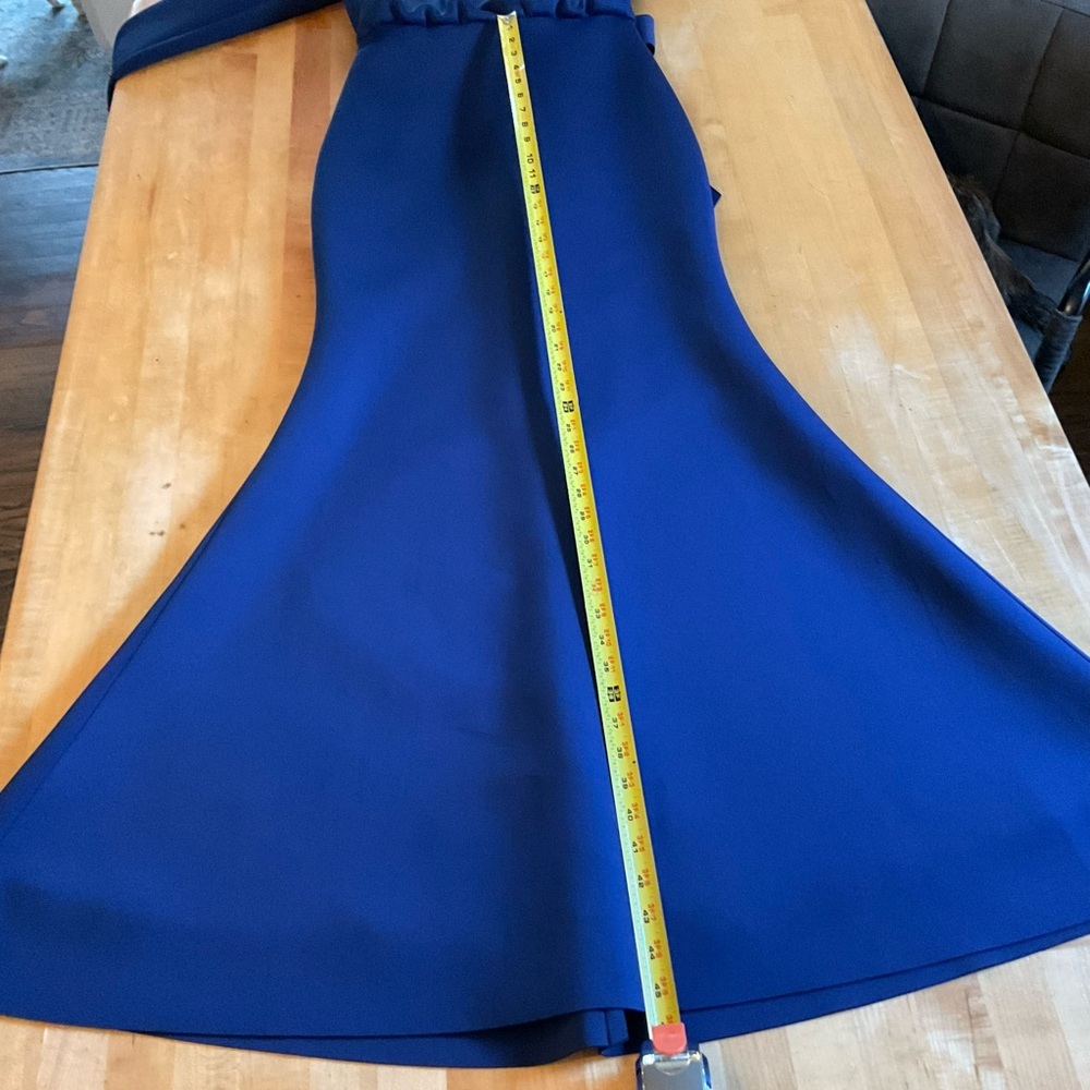 Royal Blue Badgley Mischka Mermaid Evening Gown Beaded Cuffs Bow Back Formal Sz4 - Picture 14 of 16